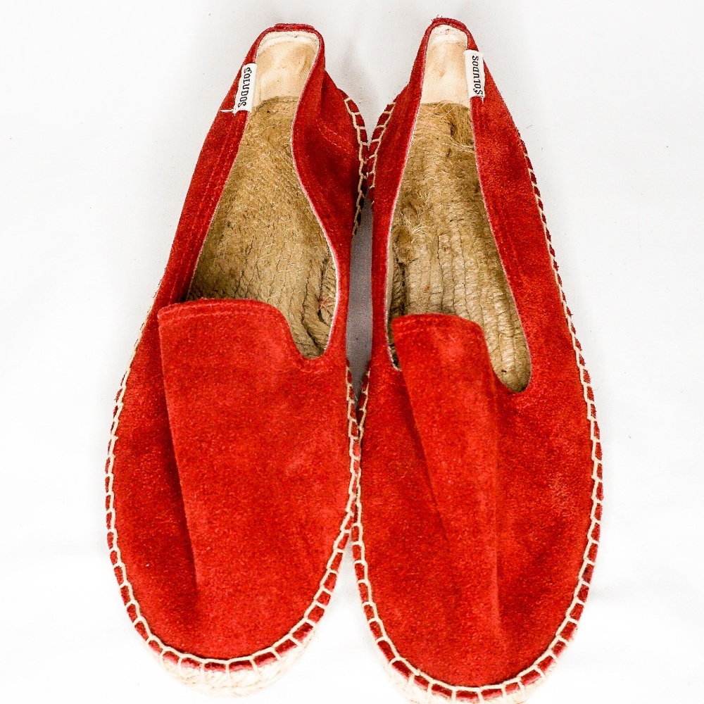 SOLUDOS Espadrilles Red Woven Canvas Slides 7 - Picture 6 of 7